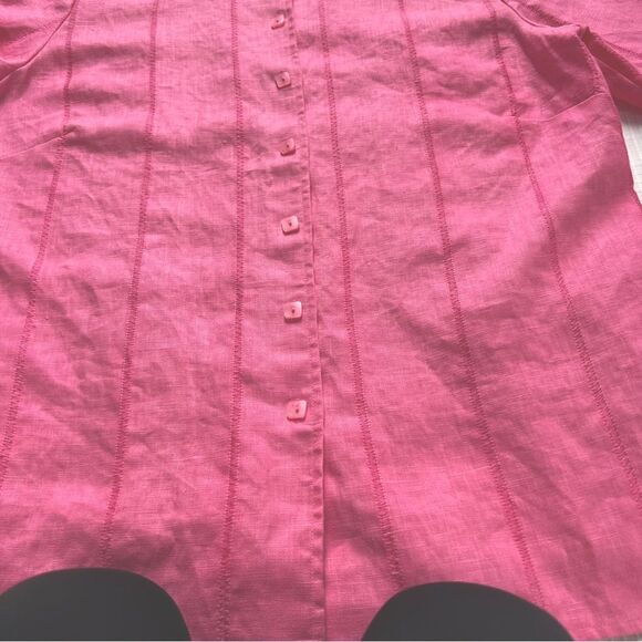 Laura Ashley Linen Button Front Pink Long Sleeve Blouse Jacket Size M - Picture 5 of 11